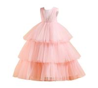 Generisch Jupe en cordon pour femme et enfant - Robe de fête sans manches - Gâteau - Mode mignonne - Robe de princesse - Performance bébé fille - Avec bretelles, Rose, 8-9 ans