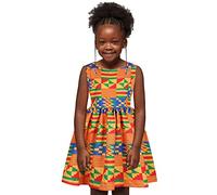 Generisch Jupe en tulle bleu pour enfant bébé africain dashiki style traditionnel sans manches col rond Ankara robes de princesse tenues Halloween filles, Orange, 3-4 ans