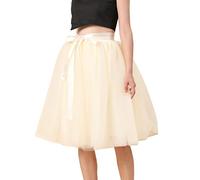 Generisch Jupe en tulle pour femme - Longueur genou - Pour adulte - En couches - Courte - Pour bal de fin d'année - Pour fête, beige, taille unique