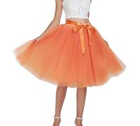 Generisch Jupe en tulle pour femme - Longueur genou - Pour adulte - En couches - Courte - Pour bal de fin d'année - Pour fête, Orange, taille unique
