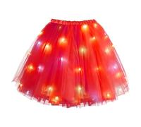 Generisch Jupe en tulle rouge pour femme - Jupe rouge clair et rouge - Costume Cupidon - Jupon rouge - Tulle à paillettes fluo - Tutu - Mini jupe bouffante - Costume de carnaval - Cosplay des années