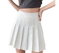 Generisch Jupe mi-longue plissée tendance pour femme - Taille haute - Longueur moyenne - Couleur unie - Pour Noël et l'hiver