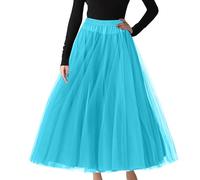Generisch Jupe midi tendance pour femme - Style rétro - Taille haute et tulle - Élégante pour le carnaval et les événements costumés