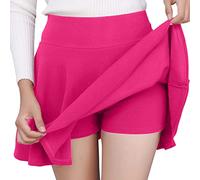 Generisch Jupe plissée décontractée de style court avec un design semi-circulaire brillant pour les loisirs, Rose, XXL