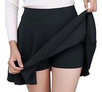Generisch Jupe plissée décontractée de style court avec un design semi-circulaire brillant pour les loisirs, Noir , L