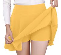 Generisch Jupe plissée décontractée de style court avec un design semi-circulaire brillant pour les loisirs, jaune, XL