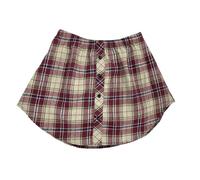 Generisch Jupe superposée tendance avec ourlet de chemise amovible au motif à carreaux polyvalent pour un confort décontracté et des rêves fluides, Bordeaux, S