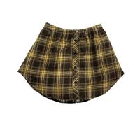 Generisch Jupe superposée tendance avec ourlet de chemise amovible au motif à carreaux polyvalent pour un confort décontracté et des rêves fluides, kaki, S