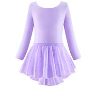 Generisch Jupes de ballet à manches longues, robes de danse, tenues tutu pour ballerines tout-petits filles jupe en jean fille 146, lilas, 5-6 ans