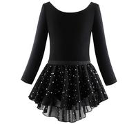 Generisch Jupes de ballet à manches longues, robes de danse, tenues tutu pour ballerines tout-petits filles jupe en jean fille 146, Noir , 4-5 ans