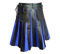 Generisch Jupes plissées pour hommes quatre saisons Mode Loisirs Collection Asie du Sud-Est Design Jupe confortable au quotidien, bleu, XXL