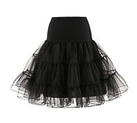 Generisch Jupon court crinoline pour femme - Jupe rockabilly - Robe de bal de fin d'année des années 50 - Robe de cocktail rockabilly - Vintage - Jupe en tulle rétro, #A01 noir, M