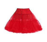 Generisch Jupon, jupon, jupe en tulle rouge pour femme, tutu bouffant, jupe rouge clair, tulle tul multicouche, crinoline rouge, mini jupe, vêtements de ballet, costume de carnaval, cosplay