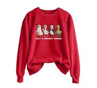 Generisch Just A Goose Pull pour hommes et femmes, couleur unie, automne et hiver, imprimé Halloween, col rond, manches longues, sweat-shirt pour femme, rouge, L
