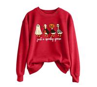 Generisch Just A Goose Pull pour hommes et femmes, couleur unie, automne et hiver, imprimé Halloween, col rond, manches longues Jack Sweatjack, rouge, S