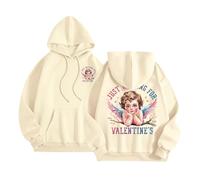 Generisch Just Waiting for Valentine's Hoodies for Femmes Mot Graphique Sweatshirts pour Femmes Sweat à Capuche Sweats à Capuche Vêtements Preppy Manches Longues Sweat-shirt Hauts Pull Ventre Nu