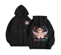 Generisch Just Waiting for Valentine's Hoodies for Femmes Mot Graphique Sweatshirts pour Femmes Sweat à Capuche Sweats à Capuche Vêtements Preppy Manches Longues Sweat-shirt Hauts Pull Ventre Nu, Noir