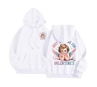 Generisch Just Waiting for Valentine's Hoodies for Femmes Mot Graphique Sweatshirts pour Femmes Sweat à Capuche Sweats à Capuche Vêtements Preppy Manches Longues Sweat-shirt Hauts Pull Ventre Nu