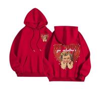 Generisch Just Waiting for Valentine's Sweats à capuche pour femmes Mot Graphique Sweatshirts pour femmes Sweat à capuche Vêtements Preppy Vêtements à manches longues Sweat-shirt Hauts Cardigan