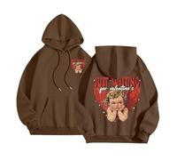 Generisch Just Waiting for Valentine's Sweats à capuche pour femmes Mot Graphique Sweatshirts pour femmes Sweat à capuche Vêtements Preppy Vêtements à manches longues Sweat-shirt Hauts Cardigan
