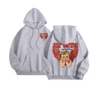 Generisch Just Waiting for Valentine's Sweats à capuche pour femmes Mot Graphique Sweatshirts pour femmes Sweat à capuche Vêtements Preppy Vêtements à manches longues Sweat-shirt Hauts Cardigan