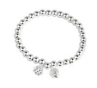 Generisch Karabiner Lederarmband Handmade Strand Chain Bracelet 6mm Bead Bracelets For Women Silver Jewelry Armbanduhr Militär Herren, Einheitsgröße, Alliage de zinc, Pas de gemme