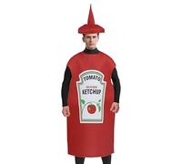 Generisch Ketchup - Costume de cosplay - Bouteille de nourriture rouge drôle - Tenue de fête - Ensemble unique pour Halloween - Vêtement fantaisie unisexe - Costume créatif pour adultes et femmes