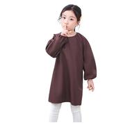 Generisch Kid Art Smock Tablier uni pour enfants Imprimé Artiste Peinture Tabliers Blouse à manches longues, café, 8-12 ans