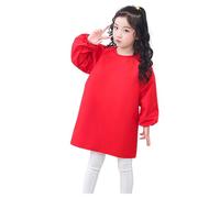 Generisch Kid Art Smock Tablier uni pour enfants Imprimé Artiste Peinture Tabliers Blouse à manches longues, rouge, 1-4 ans