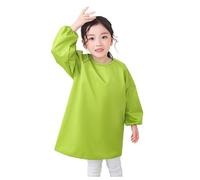 Generisch Kid Art Smock Tablier uni pour enfants Imprimé Artiste Peinture Tabliers Blouse à manches longues, vert, 8-12 ans
