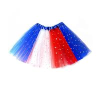 Generisch Kindl Edition Tutu Patchwork Jupe plissée Jour de l'Indépendance pour filles avec drapeau fille Courte Été, bleu foncé, 3-8 ans