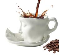 Generisch Kiss Face Tasses à thé Soucoupes - Ensemble élégant robuste, tasses à café minimaliste, tasse à café faite à la main 100 ml Design couple de baiser en céramique | Utilité multi-usage