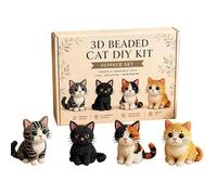 Generisch Kit complet de broderie de perles pour débutants - Chat mignon 3D | Animaux - Pour décoration de bibliothèque, cadeaux de fête, bureau, maison, vacances et cours d'art