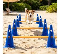 Generisch Kit d'agility pour chien réglable en hauteur - Kit d'obstacles et de pylônes pour le jardin, parcours d'obstacles professionnels pour la coordination et le fitness - Sac de transport inclus