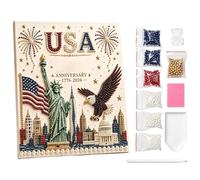 Generisch Kit d'art patriotique de perles - Kit de peinture de perles à faire soi-même, décoration d'anniversaire, projet d'artisanat, œuvre d'art mosaïque décorative | Activité de vacances amusante