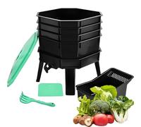 Generisch Kit de composteur de vers 4 couches, bac à compost de jardin avec 4 plateaux amovibles, ventilation en maille et robinet de socle pour un recyclage efficace des déchets de jardin, cour
