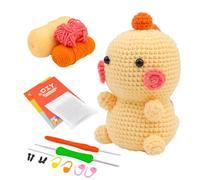 Generisch Kit de crochet pour débutants, dinosaures, avec instructions vidéo étape par étape, fil de coton et aiguilles à crochet en métal, kit de bricolage, 2 animaux de dessin animé, kit