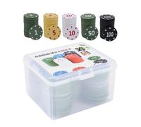 Generisch Kit de de Poker Professionnel et de - Texas Hold'em - Puces avec valeurs nominales, puces de Poker Robustes en Composite d'argile pour Adultes, Famille, fêtes et Jeux de Cartes