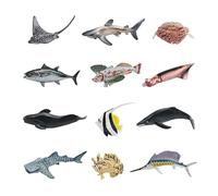 Generisch Kit de modélisation réaliste de poisson d'eau profonde de 12 pièces - Jouet de vie marine en PVC pour Jeu éducatif et développement cognitif. Créatures détaillées pour un