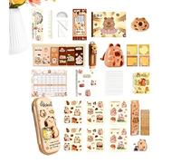 Generisch Kit de papeterie Capybara - Ensemble de fournitures scolaires au design mignon - Ensemble de papeterie scolaire pour filles, adolescents, fils, filles, enfants, amis - Pour filles