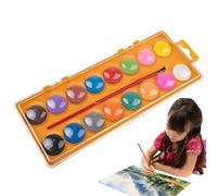 Generisch Kit de peinture aquarelle - Fournitures de peinture et d'artiste pour le domaine préscolaire - 16 couleurs - Kit aquarelle de voyage avec pinceau pour les amateurs et les amateurs de
