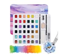 Generisch Kit de peinture aquarelle portable avec 36 couleurs | Mallette aquarelle portable | Pour bricolage, coloriage, croquis, salle de classe, fête préscolaire, fête, Saint-Valentin, débutant