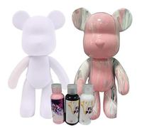 Generisch Kit de peinture liquide ours - Kit de bricolage - Décoration de la maison - Peinture créative vierge - Peinture fluide avec 3 couleurs - Pinceau, nappe