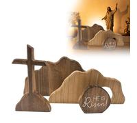 Generisch Kit de tombe de Pâques en bois vide avec décoration de Pâques, scène de résurrection, ornement pour bureau (beige, 26 x 14 cm)