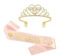 Generisch Kit d'écorce d'arbre pour remise de diplôme avec bretelles et bandeaux pour coiffe, Rose, taille unique