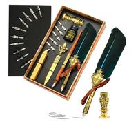 Generisch Kit d'encre de calligraphie à plumes - Stylo plume vintage pour l'écriture - Kit de tampons de amélioré avec pointes de rechange - Coffret cadeau de luxe vintage