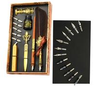 Generisch Kit d'encre de calligraphie vintage - Kit d'encre de calligraphie - Kit d'encre pour stylo comprenant une encre trempée, des pointes de rechange, un outil d'enveloppe, un cadeau romantique