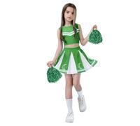 Generisch Kit d'équipe de pom-pom girl européen pour enfants pour performance sur scène, compétition, carnaval, fête, jeu de rôle (vert, 11-12 ans)