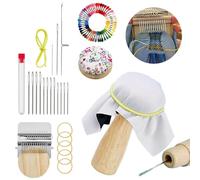 Generisch Kit d'outils de tissage pour patchs - Outil de tissage et de reprisage en bois et en acier inoxydable | Planche à tricoter, champignon de patchwork, aiguilles et accessoires pour la