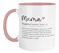 Generisch Kleinebuchs® Tasse / mug personnalisé - Cadeau pour maman et fête des mères avec nom au choix - Tasse Mama Definition Dictionary Duden 330 ml - Intérieur & anse - Rose